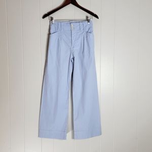 Anthropologie High Rise Ankle Length Wide Leg Linen Blend Light Blue Chino Pants